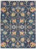 4' X 6' Navy Blue Floral Power Loom Area Rug - Homeroots