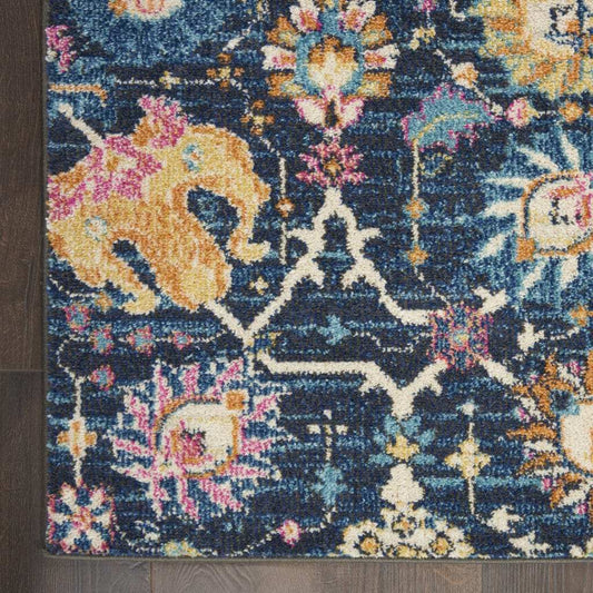 4' X 6' Navy Blue Floral Power Loom Area Rug - Homeroots - Flyclothing LLC