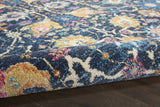 4' Navy Blue Round Floral Power Loom Area Rug - Homeroots - Flyclothing LLC