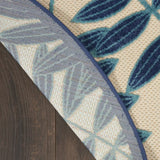 4' Round Blue And Ivory Round Floral Indoor Outdoor Area Rug - Homeroots - Flyclothing LLC