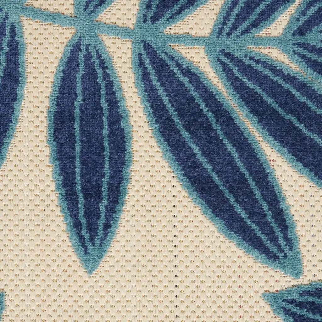 4' Round Blue And Ivory Round Floral Indoor Outdoor Area Rug - Homeroots - Flyclothing LLC