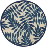 5' X 5' Navy Round Floral Indoor Outdoor Area Rug - Homeroots - Flyclothing LLC