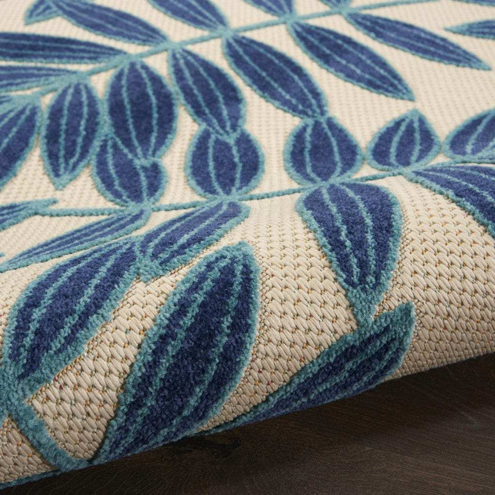 5' X 5' Navy Round Floral Indoor Outdoor Area Rug - Homeroots - Flyclothing LLC