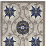 2' X 12' Gray and Blue Indoor Outdoor Runner Rug - Homeroots
