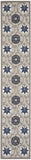 2' X 12' Gray and Blue Indoor Outdoor Runner Rug - Homeroots