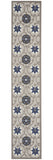2' X 12' Gray and Blue Indoor Outdoor Runner Rug