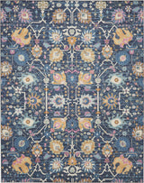 7' X 10' Navy Blue Floral Power Loom Area Rug - Homeroots - Flyclothing LLC