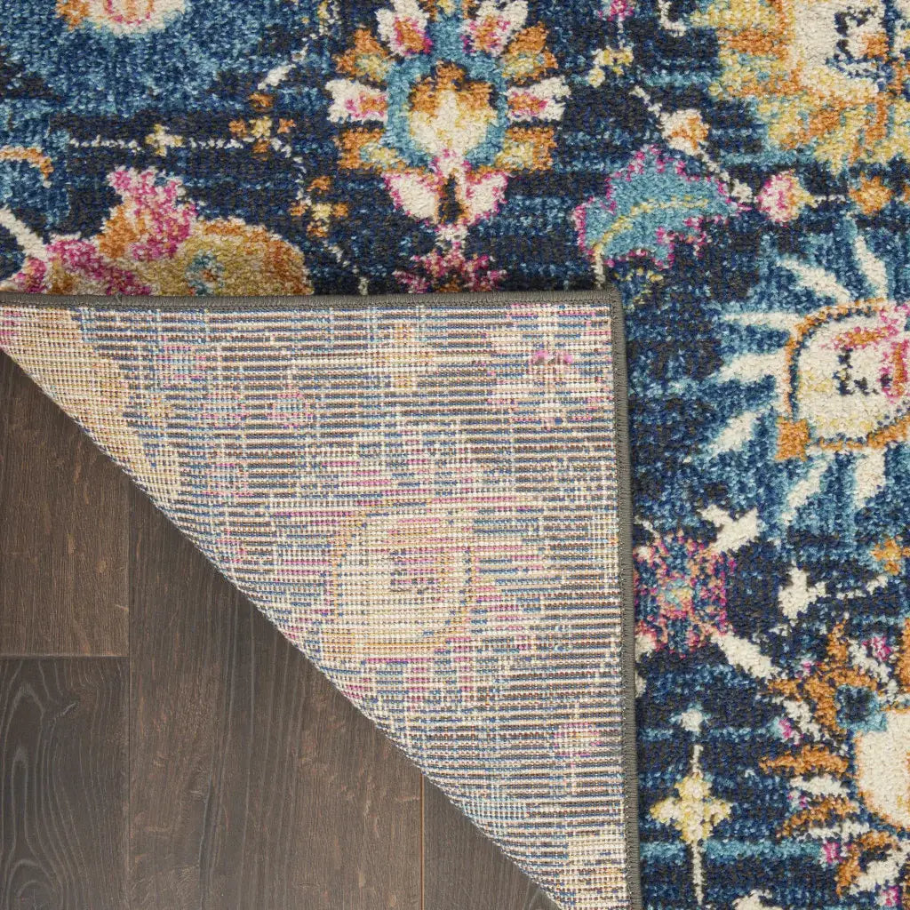 8' X 10' Navy Blue Floral Power Loom Area Rug - Homeroots - Flyclothing LLC