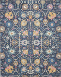 8' X 10' Navy Blue Floral Power Loom Area Rug - Homeroots