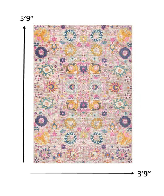 4' X 6' Silver Floral Power Loom Area Rug - Homeroots - Flyclothing LLC