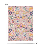 4' X 6' Silver Floral Power Loom Area Rug - Homeroots - Flyclothing LLC