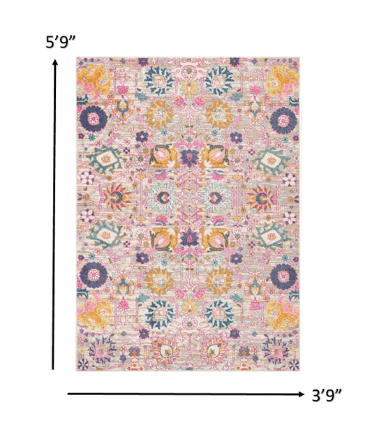 4' X 6' Silver Floral Power Loom Area Rug - Homeroots - Flyclothing LLC