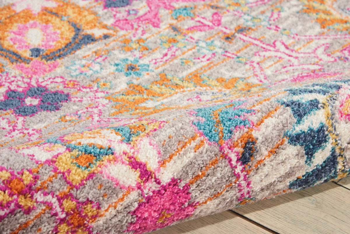 7' X 10' Silver Floral Power Loom Area Rug - Homeroots - Flyclothing LLC