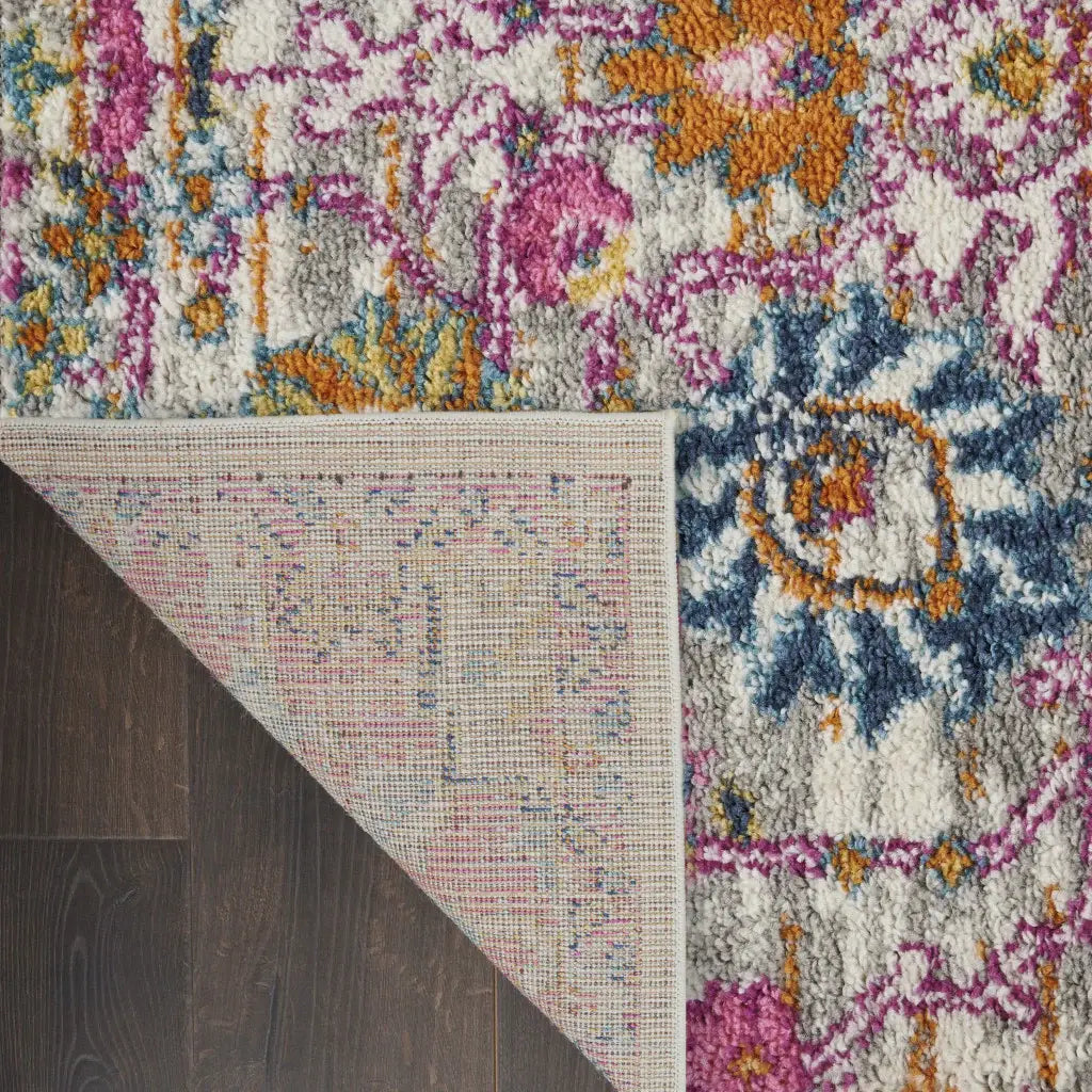 8' X 10' Silver Floral Power Loom Area Rug - Homeroots - Flyclothing LLC