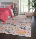8' X 10' Silver Floral Power Loom Area Rug - Homeroots - Flyclothing LLC