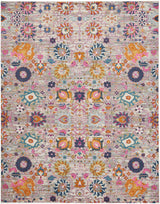 8' X 10' Silver Floral Power Loom Area Rug - Homeroots - Flyclothing LLC
