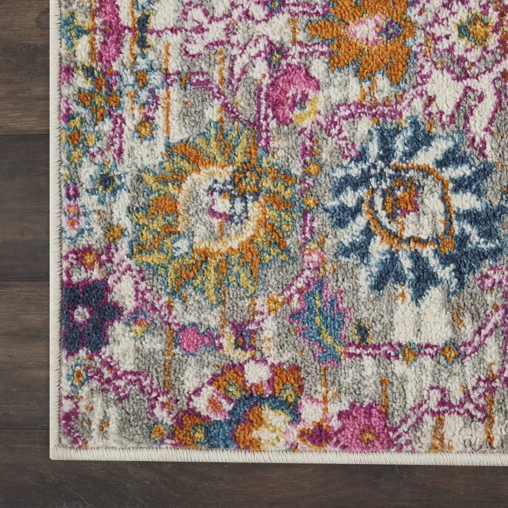 8' X 10' Silver Floral Power Loom Area Rug - Homeroots - Flyclothing LLC