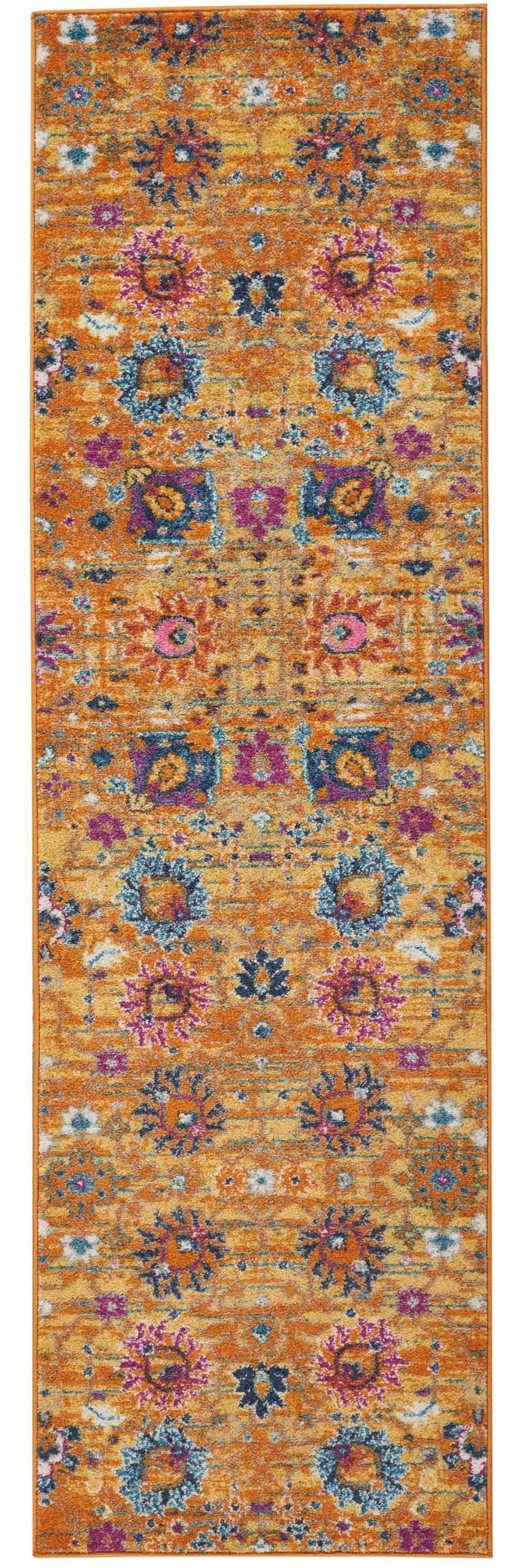8' Sunset Floral Power Loom Runner Rug - Homeroots - Flyclothing LLC