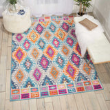 4' X 6' Blue And Pink Ogee Power Loom Area Rug - Homeroots - Flyclothing LLC
