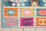 4' X 6' Blue And Pink Ogee Power Loom Area Rug - Homeroots