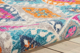 4' X 6' Blue And Pink Ogee Power Loom Area Rug - Homeroots