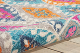 5' X 7' Blue And Pink Ogee Power Loom Area Rug - Homeroots