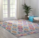 8' X 10' Blue And Pink Ogee Power Loom Area Rug - Homeroots - Flyclothing LLC