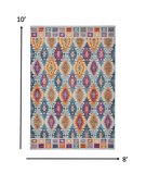 8' X 10' Blue And Pink Ogee Power Loom Area Rug - Homeroots