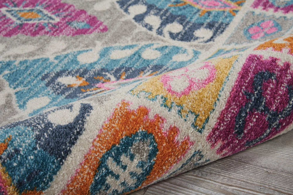 8' X 10' Blue And Pink Ogee Power Loom Area Rug - Homeroots - Flyclothing LLC