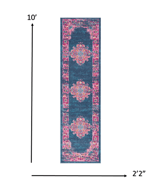 10' Blue Dhurrie Runner Rug - Homeroots