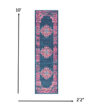 10' Blue Dhurrie Runner Rug - Homeroots