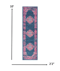 10' Blue Dhurrie Runner Rug - Homeroots