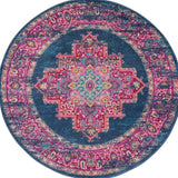 4' Blue Round Power Loom Area Rug - Homeroots