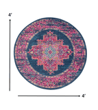 4' Blue Round Power Loom Area Rug - Homeroots