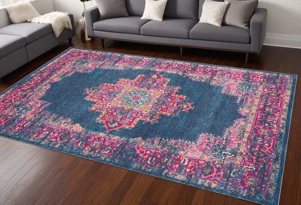 7' X 10' Blue Power Loom Area Rug - Homeroots - Flyclothing LLC