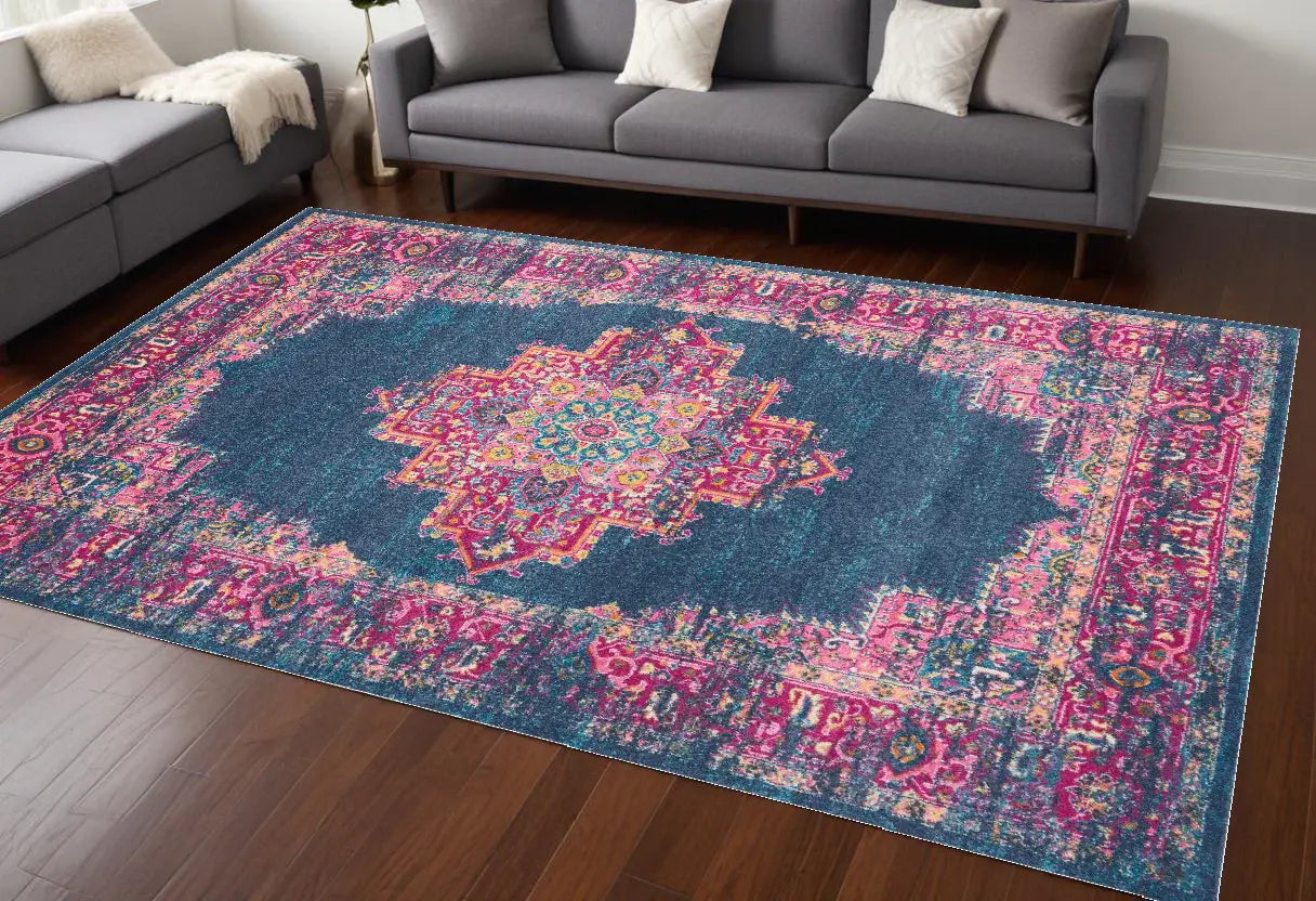 8' X 10' Blue Power Loom Area Rug - Homeroots - Flyclothing LLC