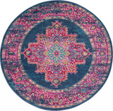 8' Blue Round Power Loom Area Rug - Homeroots - Flyclothing LLC