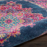 8' Blue Round Power Loom Area Rug - Homeroots - Flyclothing LLC