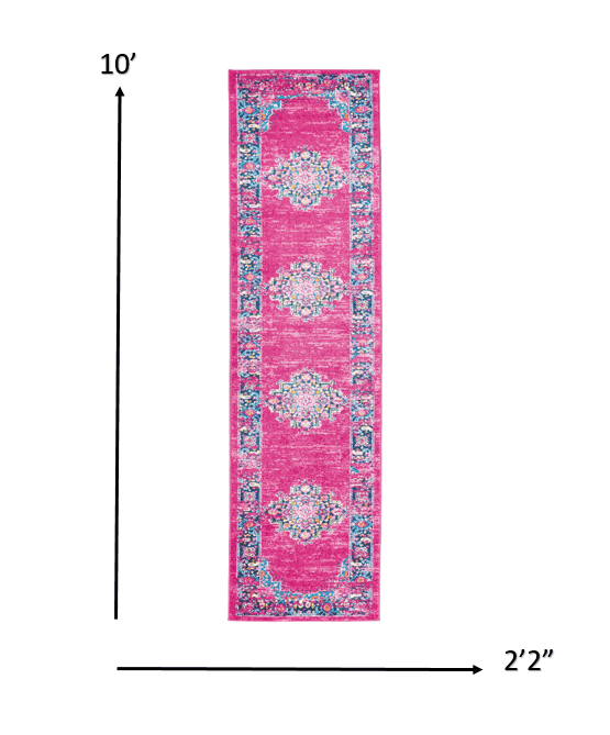 10' Fuchsia Power Loom Runner Rug - Homeroots - Flyclothing LLC
