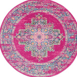 4' Fuchsia Round Power Loom Area Rug - Homeroots