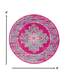 4' Fuchsia Round Power Loom Area Rug - Homeroots