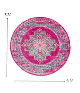 5' Fuchsia Round Power Loom Area Rug - Homeroots - Flyclothing LLC