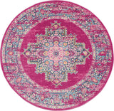 5' Fuchsia Round Power Loom Area Rug - Homeroots
