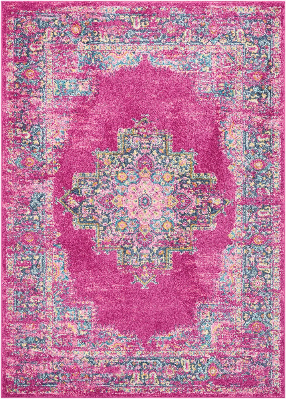 7' X 10' Fuchsia Power Loom Area Rug - Homeroots