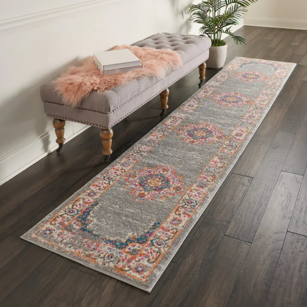 10' Gray Power Loom Runner Rug - Homeroots - Flyclothing LLC