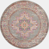 4' Gray Round Power Loom Area Rug - Homeroots