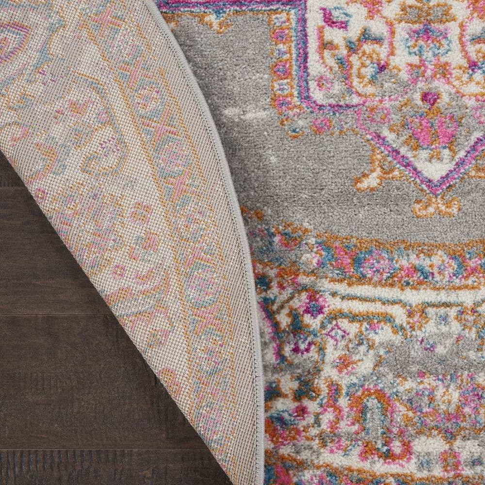 4' Gray Round Power Loom Area Rug - Homeroots - Flyclothing LLC