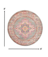 4' Gray Round Power Loom Area Rug - Homeroots - Flyclothing LLC