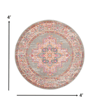 4' Gray Round Power Loom Area Rug - Homeroots