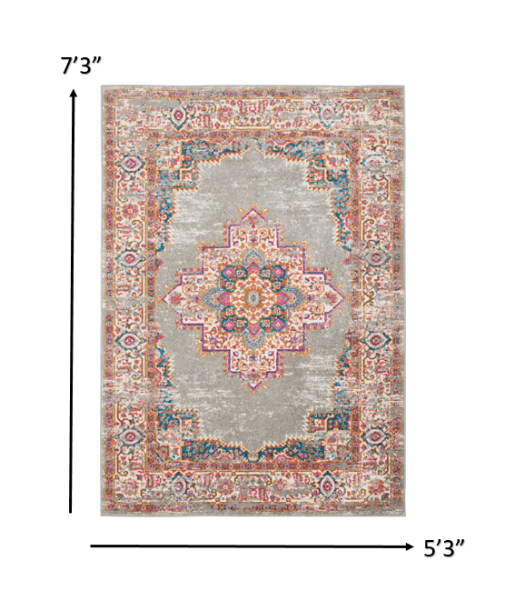 5' X 7' Gray Power Loom Area Rug - Homeroots
